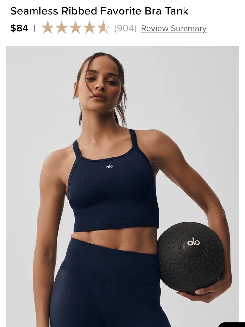 Alo Navy Seamless ribbed navy Bra tank L